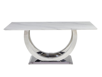 Rectangular Dining Table - Silver / White