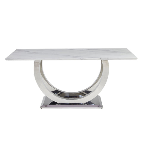 Rectangular Dining Table - Silver / White