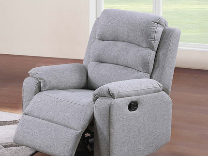 1 Piece Manual Recliner With Padded Seat And Backrest - Gray