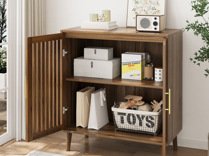 Grille Striped Sideboard Buffet Cabinet With Storage