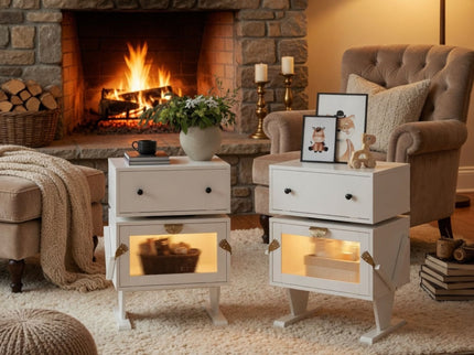 Robot LED Nightstand With 360° Rotating Drawer