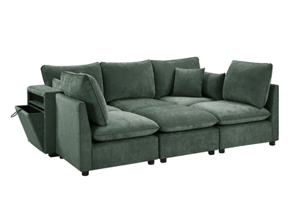 Modern Sectional Sofa U-Shaped With Movable Ottoman Storage Armrests And USB Ports