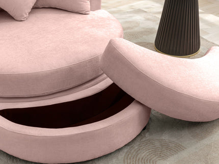 360° Swivel Accent Barrel Chair With Storage Ottoman & 4 Pillows, Modern Leisure Chair Round Accent For Living Room