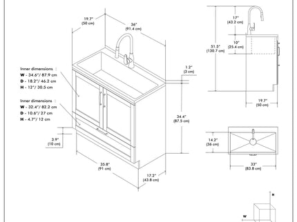 Reed - Deluxe Laundry Cabinet With Pull-Out Faucet And Stainless Steel Sink