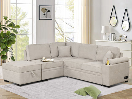 Sleeper Sofa Bed, 2 In 1 Pull Out Sofa Bed L Shape Couch With Storage Ottoman For Living Room, Bedroom Couch And Small Apartment