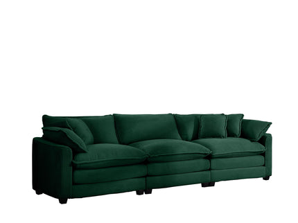 Mid-Century Modern 3 Seater Sectional Sofa With Arm And Throw Pillows