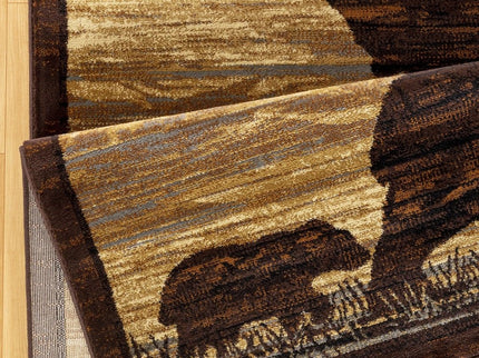 Nature's Nest - 5'3" X 7'3" Lodge Area Rug - Multi / Beige