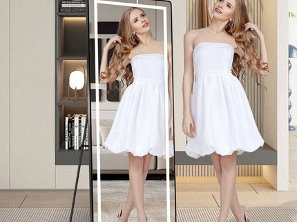 Full-Length Vertical Mirror With LED Light, Dimming Wall Mirror With Frame