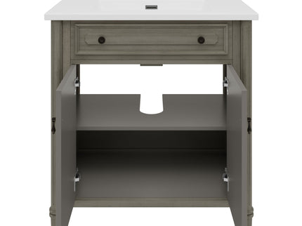 Vintage Bathroom Vanity With Sink, Rustic Cabinet With Soft Close Doors