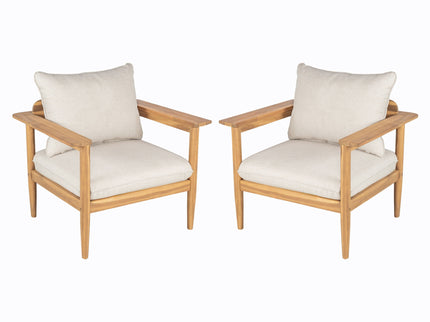 Terassi - Outdoor Lounge Chair (Set of 2) With Cushions - Beige / Light Teak