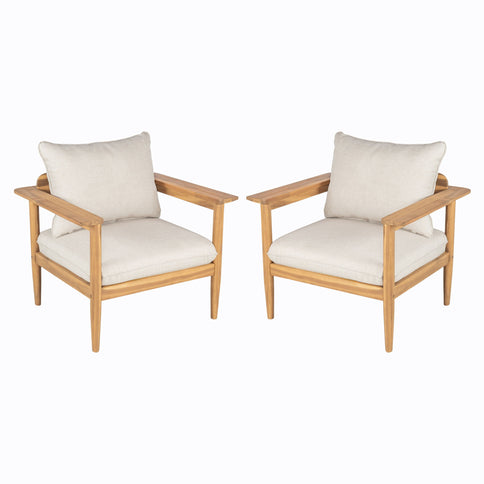 Terassi - Outdoor Lounge Chair (Set of 2) With Cushions - Beige / Light Teak