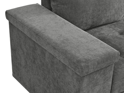 L Shaped Couch With Pull Out Bed And Storage Sectional Sleeper Sofa With Hidden Storage, Wide Armrest With Storage, For Living Room, Apartment, Bedroom, Office