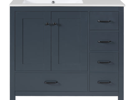 Bathroom Vanity With Sink Combo, 2 Soft Close Doors And 5 Drawers