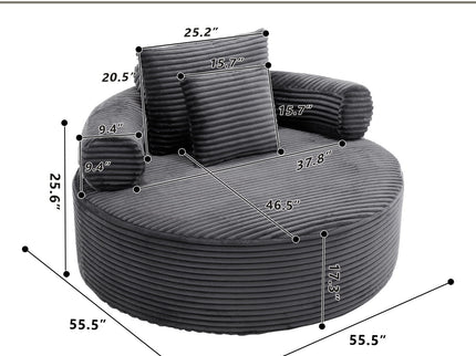 Round Sofa Bed With 3 Pillows For Living Room