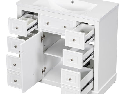 Modern Bathroom Vanity With Sink Combo, 6 Drawers And 1 Cabinet