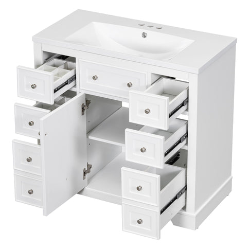 Modern Bathroom Vanity With Sink Combo, 6 Drawers And 1 Cabinet