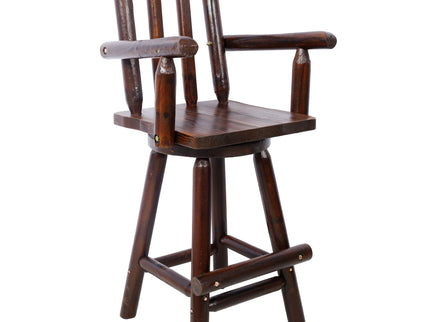 Rustic Bar Stool, Fir Wood Construction, Wide Armrest