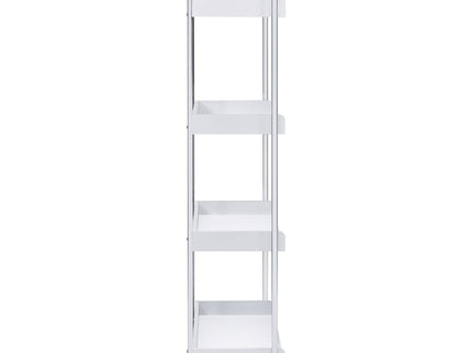 4 Shelf Open Back Bookcase With Accents - White