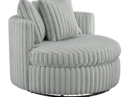 Mindy - Oversized Swivel Barrel Chair - Gray