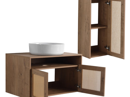 Bathroom Vanity With Art Sink And Side Cabinet, Float Mounting Design