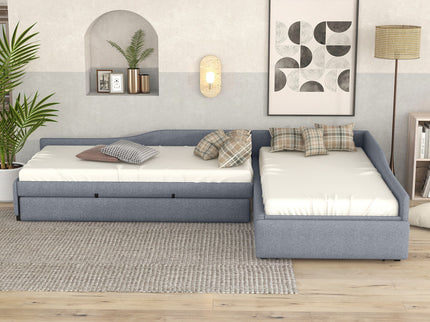 Upholstered Double Daybed With Trundle And Drawer