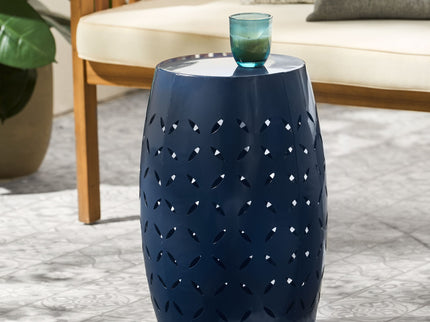 Outdoor Lace Cut Side Table - Navy Blue
