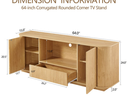 Modern Wavy TV Stand Rounded Sideboard With Storage Cabinet