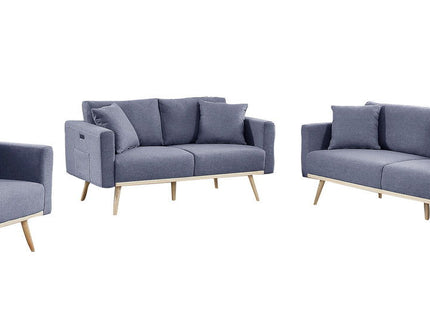 Easton - Fabric Living Room Set With USB Charging Ports Pockets And Pillows (Set of 2)