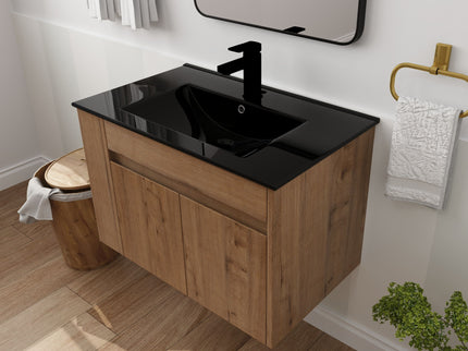 Wall Mounted Bathroom Vanity With Basin And Adjustable Open Shelf