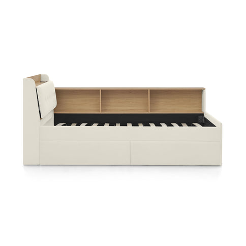 Upholstered Daybed With Storage Headboard, Wireless Charging, LED Lights