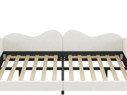 Upholstered Daybed, Sherpa Fabric Sofabed With Cloud-Shaped Backrest