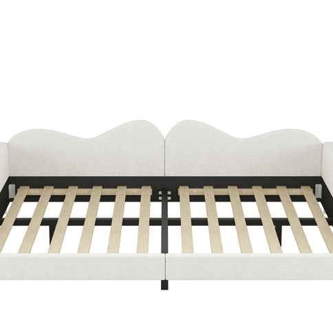 Upholstered Daybed, Sherpa Fabric Sofabed With Cloud-Shaped Backrest