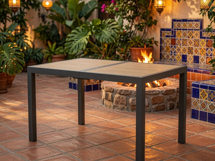 Rectangle Outdoor Patio Table With Slatted Top - Gray