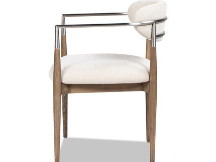 Artemis - Mixed Material Upholstered Dining Arm Chair - Warm White