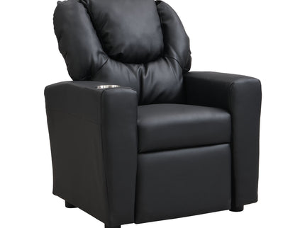 Sally Deluxe Kids Recliner Chair With Cup Holder - Black