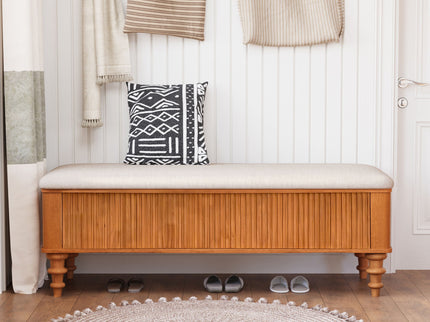 Storage Ottoman Bench For Living Room - Natural