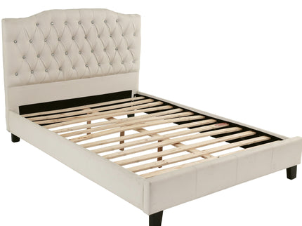 Modern Bed Frame With Tufted Upholstered Headboard