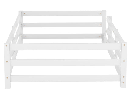 Twin Size Montessori Floor Bed With Fence - White