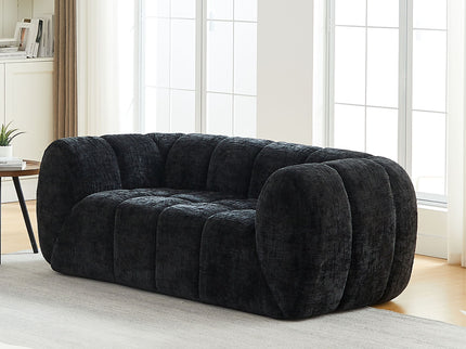 Quilted Cloud Sofa With Rounded Armrests And Piano Key Backrest Design
