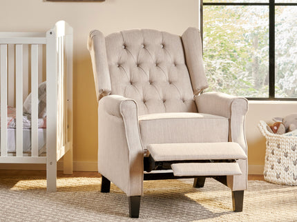 Contemporary Tufted Fabric Push Back Recliner - Beige