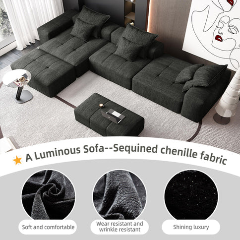 Modern Oversized Diy Combination, Modular Sectional Sofa With Pillows