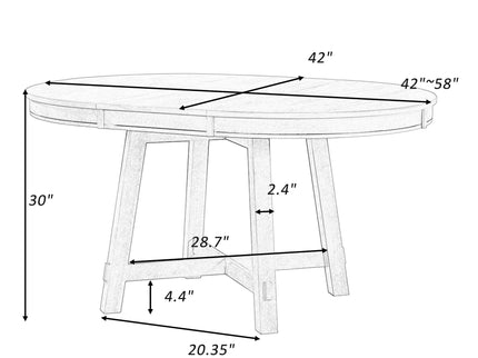 Gia - Round Extendable Dining Table With 16" Leaf Wood