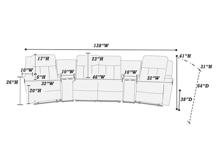 Reclining Sectional Sofa Set With Console Cup Holders USB Ports And Track Arms