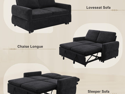 Convertible Sofa Bed Loveseat With Adjustable Backrest And USB Ports