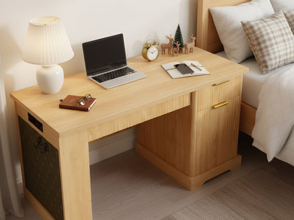 Modern Fluted Office Desk With Storage Cabinet