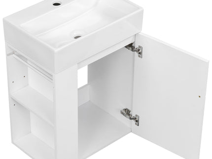 Modern Bathroom Vanity With Sink, Diamond Pattern Doors