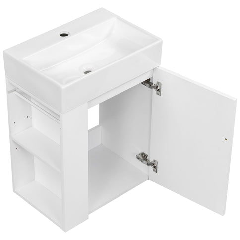 Modern Bathroom Vanity With Sink, Diamond Pattern Doors