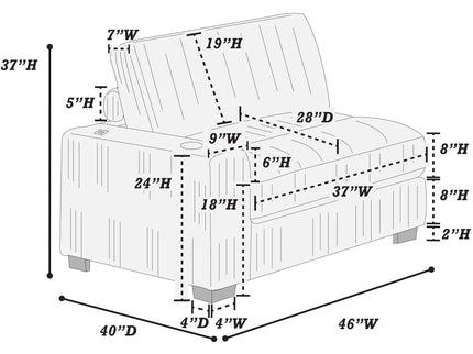 Contemporary Style Modular Sectional Sofa Set With USB, Cup Holder