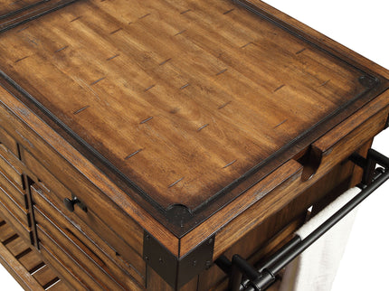Kaif - Distressed Chestnut Kitchen Cart - Chestnut