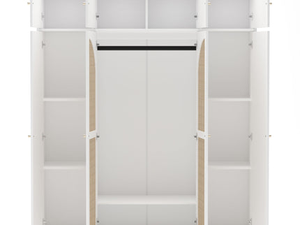 8 Door Armoire Wardrobe With Adjustable Shelves And Hanging Rod